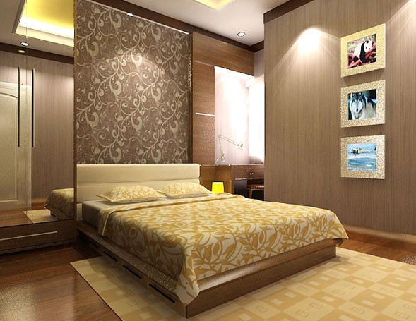 Kamar Tidur Minimalis Cat Warna Coklat